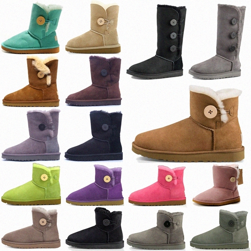 

2021 Designer classic mini short ii keep warm boot bailey bow tall button triplet Australia womens women winter snow boots fur furry Australian bootie g25Q#, 25