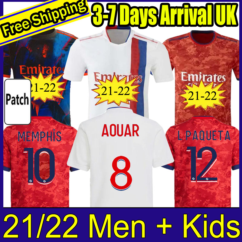 

2021 2022 Maillot Lyon 20 21 22 Olympique Lyonnais Soccer Jersey Maillot de foot OL football shirts TRAORE MEMPHIS men kids kits equipment