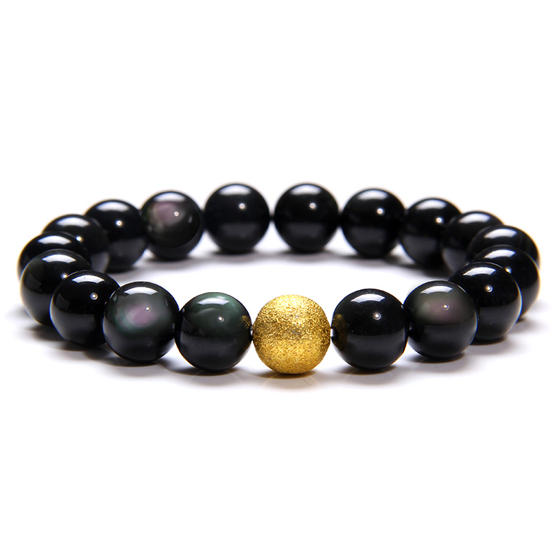 

New 6mm 8mm 10mm Natural Stone Obsidian Tourmaline Beads Bracelet Elastic Charm Bracelets For Women Pulseira Homme Jewelry Gift