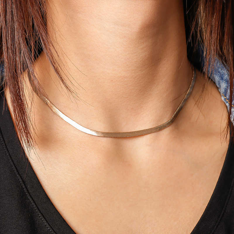 

Simple Style Metal Snake Chain Women Fashion Gold Silver Color Chokers Necklaces Girl Party Jewelry Accessories