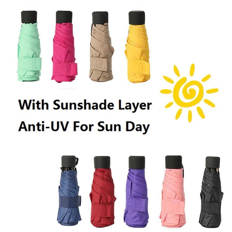 

Umbrellas 18 Colors Mini Pocket Girls Waterproof UV Dropship Parasol Portable Women Anti-UV Umbrella Ultralight Travel Small, Round handle-9