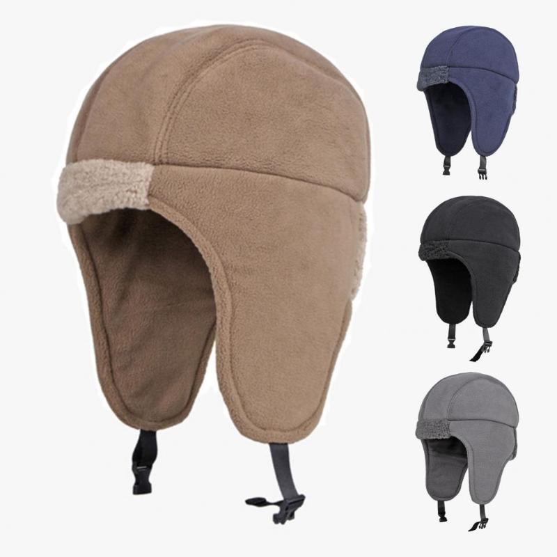 

Berets Unisex Hat Great Portable Thickened Pure Color Cycling Beanie For Skiing Cap Ear Flap, Grey
