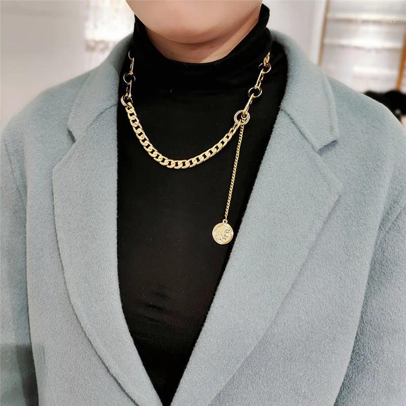 

Chains Gold Color Thick Chain Choker Necklace For Women Portrait Pendant Fashion Punk Jewelry