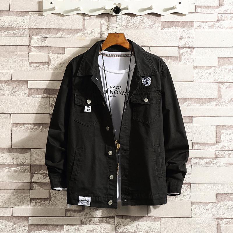 

Workwear Denim Jacket Men Fashion Brands Spring And Autumn Korean Style Black Youth 's Casual Loose Men's Jackets, As picture