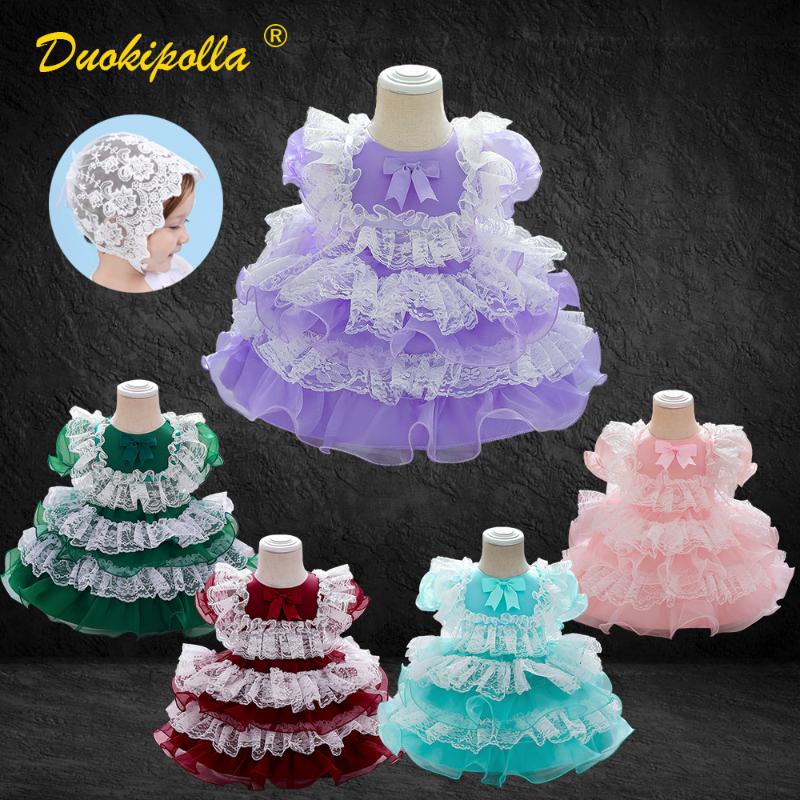 

Girl's Dresses Baby Baptism Princess Lace Tutu Dress Summer 1st Birthday For Girl Christening Gowns Toddler Lolita Costume