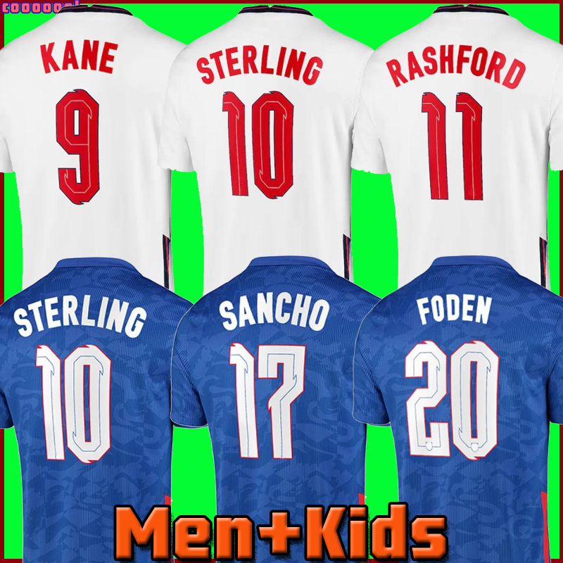 

2021 2022 football suit KANE STERLING RASHFORD SANCHO GREALISH MOUNT FODEN HENDERSON MAGUIRE 20 22 national football shirt men + kids kit se, Men home