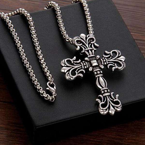 

Wholesale Cross Stainless Steel Pendant Necklace Titanium Steels Vintage Retro Gothic Punk Hip-Hop Long Sweater Chain Party Jewelry Accessories
