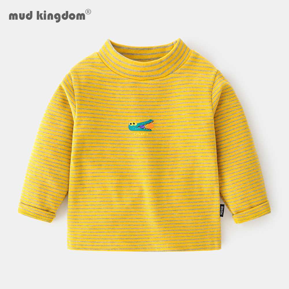 

Mudkingdom Kids Sweatshirts Autumn Striped Long Sleeve Cartoon Dinosaur Casual Children Clothing Fashion Pullover Boys Clothes 210615, Yellow