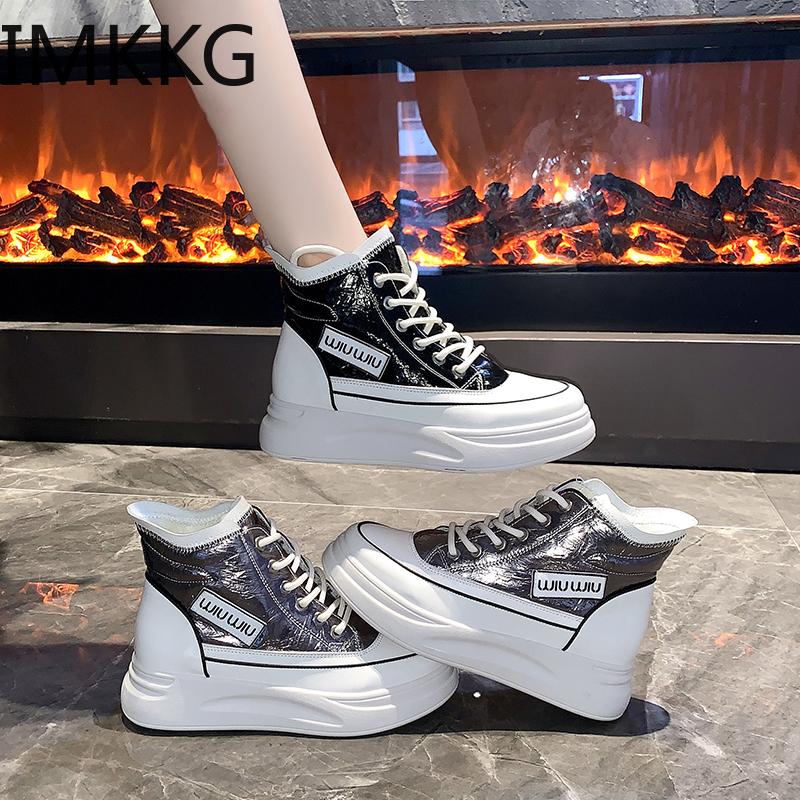 

Boots Autumn Winter Thick-Soled Female Sneakers Women's Fashion High-Top Height Casual Increasing Women Booties Woman Shoe, Black