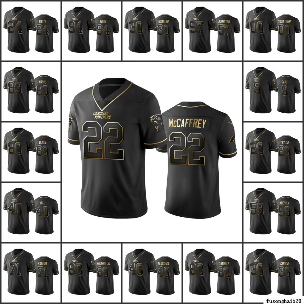 

Custom CarolinaPanthersMen #22 Christian McCaffrey 9 Graham Gano 59 Luke Kuechly Custom Women Youth Black Golden Edition Vapor Limited Jersey
