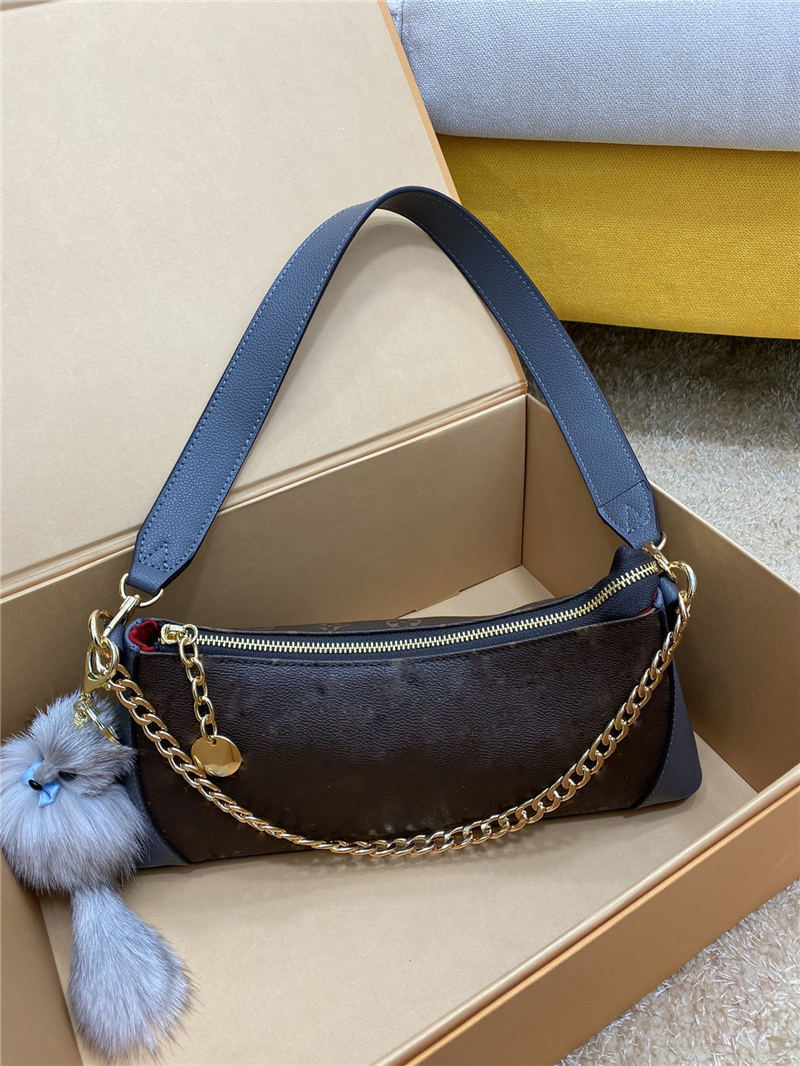 

2021 Genuine Leather Ladys Shoulders Bag Multi Pochette Accessories Croissant Shoulder Size: 32*12*9 V-114