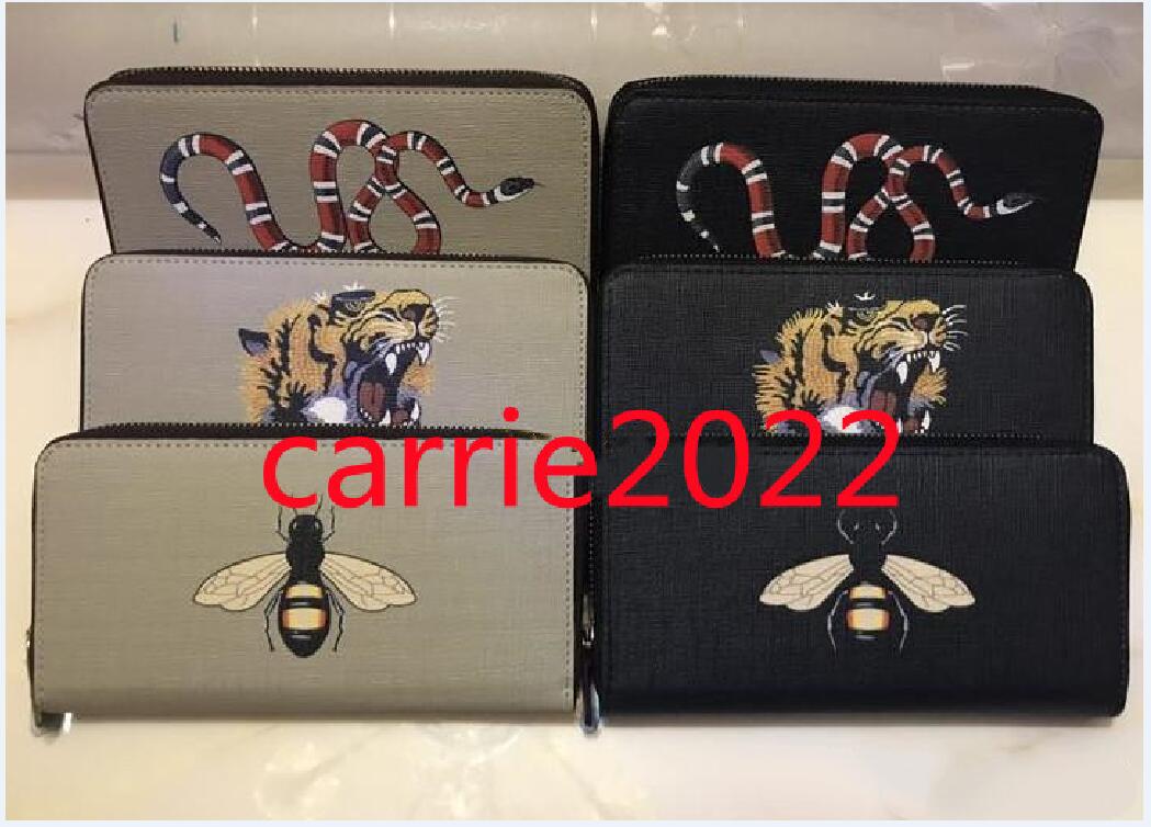 

1 pecs Good quality men animal Short Wallet Leather black snake Tiger bee Wallets Women Long Style Purse card Holders with gift box, Extra freight