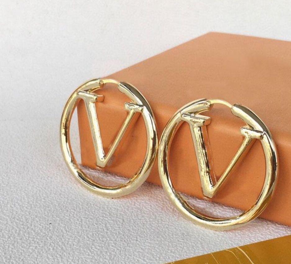 2022 Hot Designer De Luxe Boucles D'oreilles À La Mode Grande Lettre En Or 18K Élégant Hoop Boucles D'oreilles Pour Dame Femmes Partie Boucle D'o