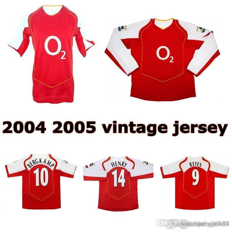 

2004 2005 VIEIRA PIRES Reyes BERGKAMP HENRY retro soccer jersey 04 05 v. PERSIE FABREGAS GILBERTO old classic vintage football shirt, Home epl 03 04 champion patc