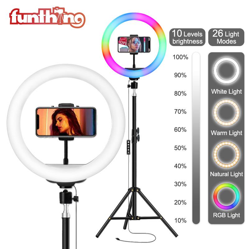 

Selfie Ring Light Dimmable LED Kit With Tripod Stand Video USB For Youtube Makeup Live Stream Studio Flash Heads