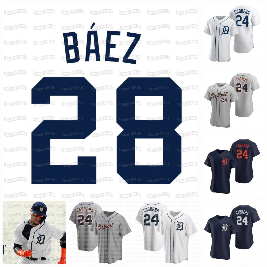 

28 Javier Baez Tigers Miguel Cabrera Detroit 2022 Jersey Derek Hill Spencer Turnbull Akil Baddoo Willi Castro Eduardo Rodriguez Joe Jimenez, Navy 2 cool base mens s-xxxl