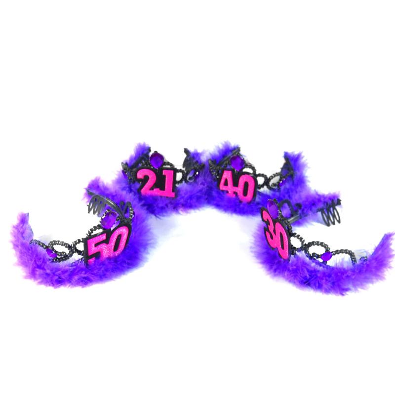 

Party Hats Birthday Supplies Tiara Purple Adult Ceremony Hair Accessories 21 40 50 Woman Souvenirs Fun Happy Gift