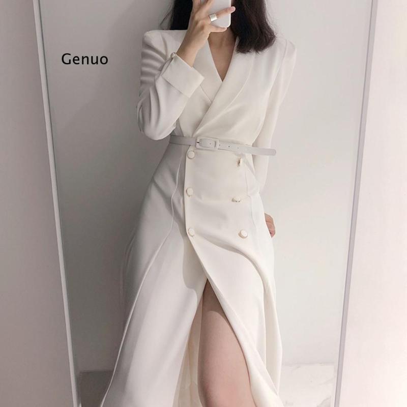 

Women's Trench Coats Autumn Winter Coat Korean Chic Windbreaker Female Overcoat Double Breasted Ladies Long Abrigos, Tan;black