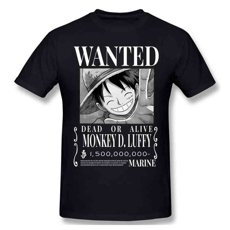 

One Piece Luffy 1.5B Berry WantedAnime Clothes Design Attack On Titan 100% Cotton Men T-Shirt G1230, Fuchsia