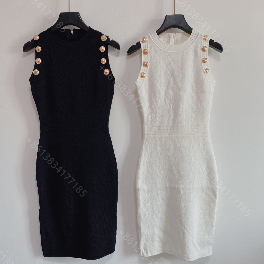 

2021ss designer wool knit sweater dress women casual hoodies sweater metal buttons midi dresses shirt long sleeve high-end brand logo designer clothes womens, Not sold separately