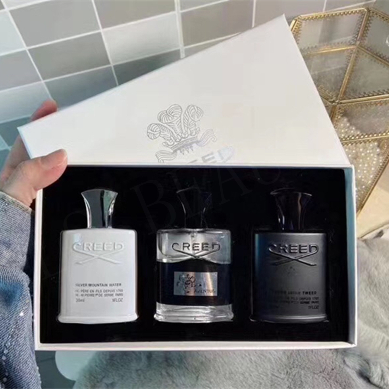 

Sales!! Men creed perfume Fragrance Set 3pcs kit Intense Scent Fragrant Silver Mountain aventus Green Irish 30ML*3PCS Free Ship