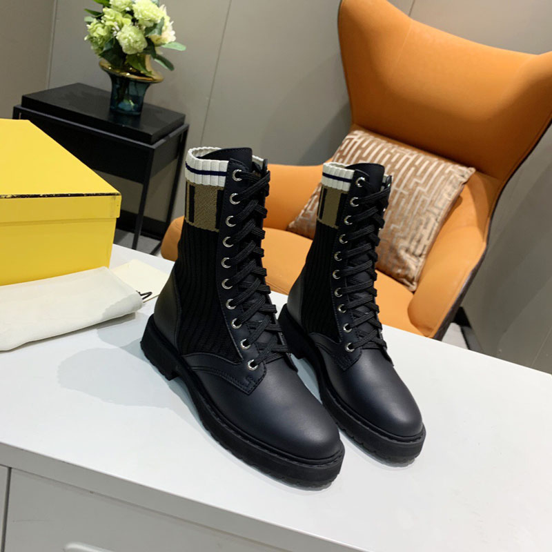 

High quality Luxury F letter knitting sexy women's boots designer fashion outdoor classic Ankle boot socks shoes flat breathable elastic Short shoe With box, Style 12