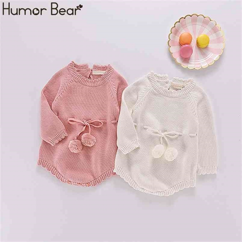 

Winter Autumn Princess Girls Baby Clothes Knitted Wool Jumpsuit Straps Long Sleeve Triangle Romper 210611, Bt133 white