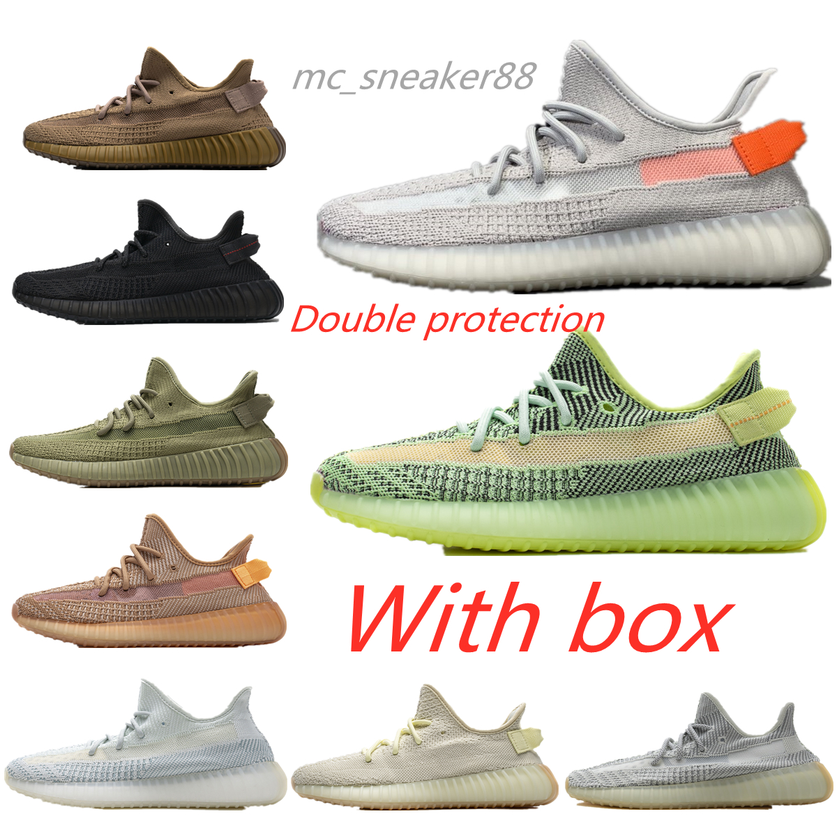 

With box 2021 Kanye run Shoes Mens Womens Carbon Static Reflective Ash Stone Pearl Blue Tint sports sneakers outdoor Trainers size 36-46