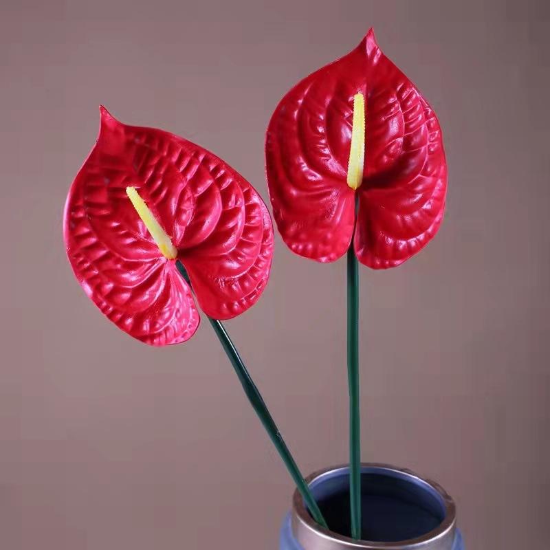 

Decorative Flowers & Wreaths PE Anthurium Andraeanum Lind Flame Imitation Home Indoor Office Party Wedding Decoration Pographic Prop