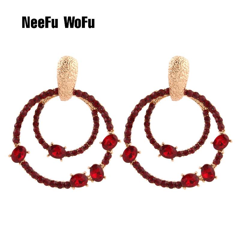 

Dangle & Chandelier NeeFu WoFu Glass Drop Earrings Zine Alloy Brand Rhinestone Big Earring Large Brinco Ear Christmas Oorbellen