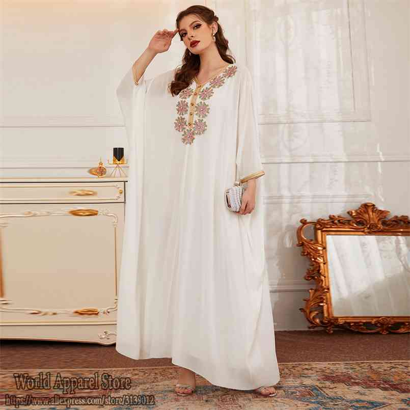 

Eid Mubarak White Abaya Dubai Kaftan Turkey Muslim Dress Islam Robe Longue Abayas African Dresses For Women Caftan Marocain 210602