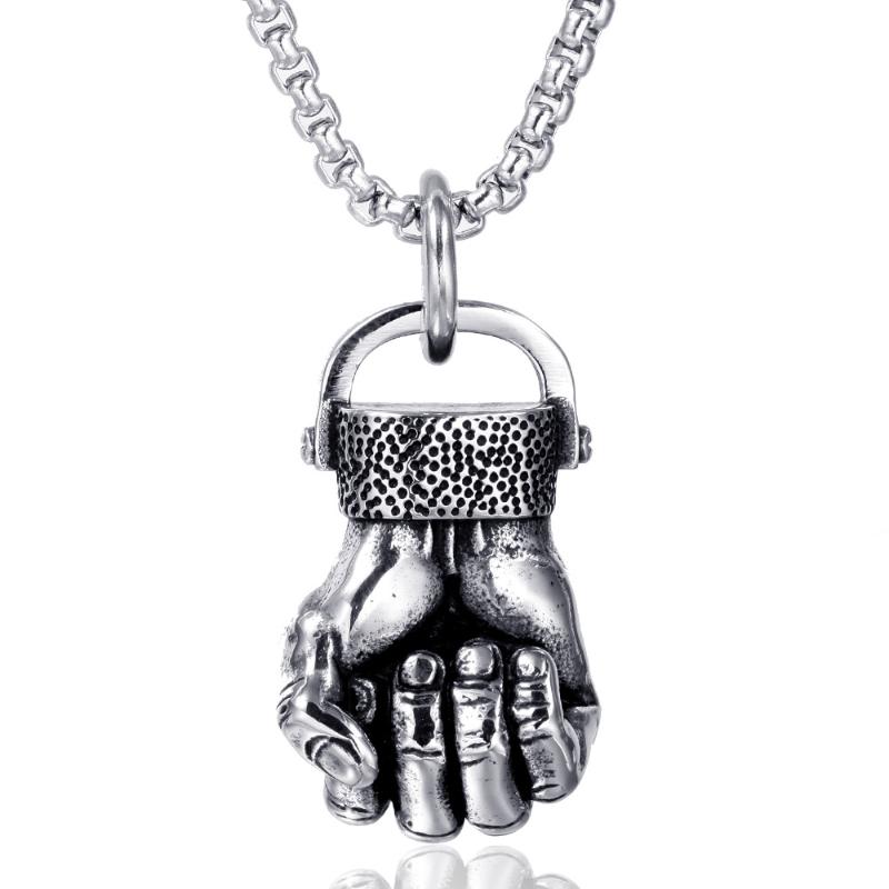 

Pendant Necklaces Stainless Steel Fist Sports Men's Necklace Punk, Silver