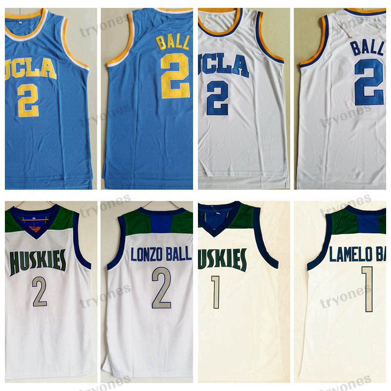 

Mens #1 Lamelo Ball #2 Lonzo Ball Chino Hills Huskies High School Basketball Jerseys Vintage UCLA Bruins College Stitched Shirts -XXL, White hs 2