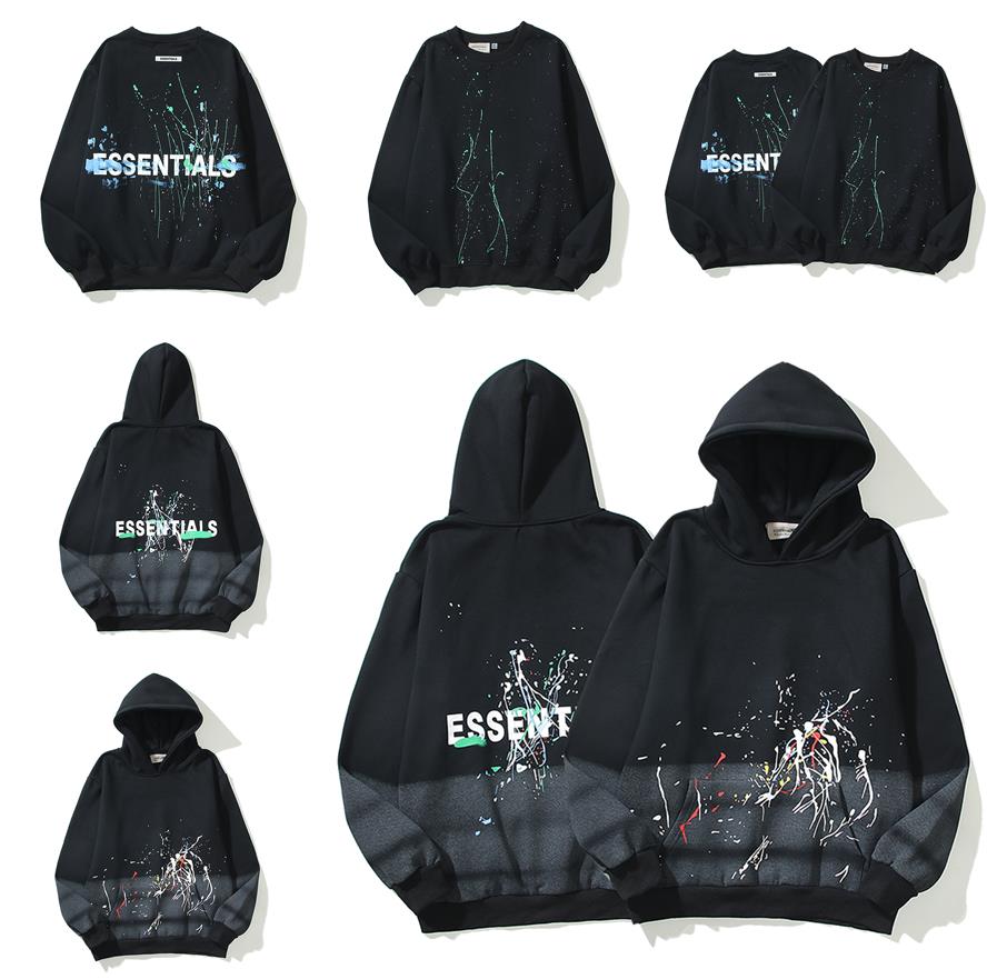 

Warm fog essentials women men streetwear pullover sweatshirts womens mens hip hop sweater embroidered fear of god loose long sleeve Splash i, Black