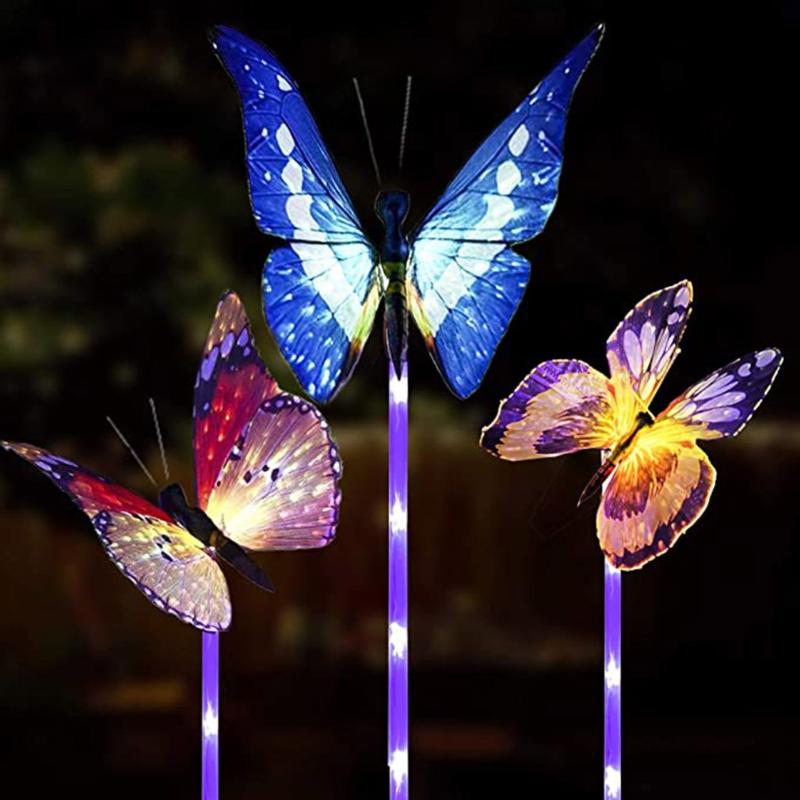 

Lawn Lamps 3pcs Garden Solar Lights Outdoor Butterfly Color Changing LED Stake Light With Waterproof For Yard Patio Decor