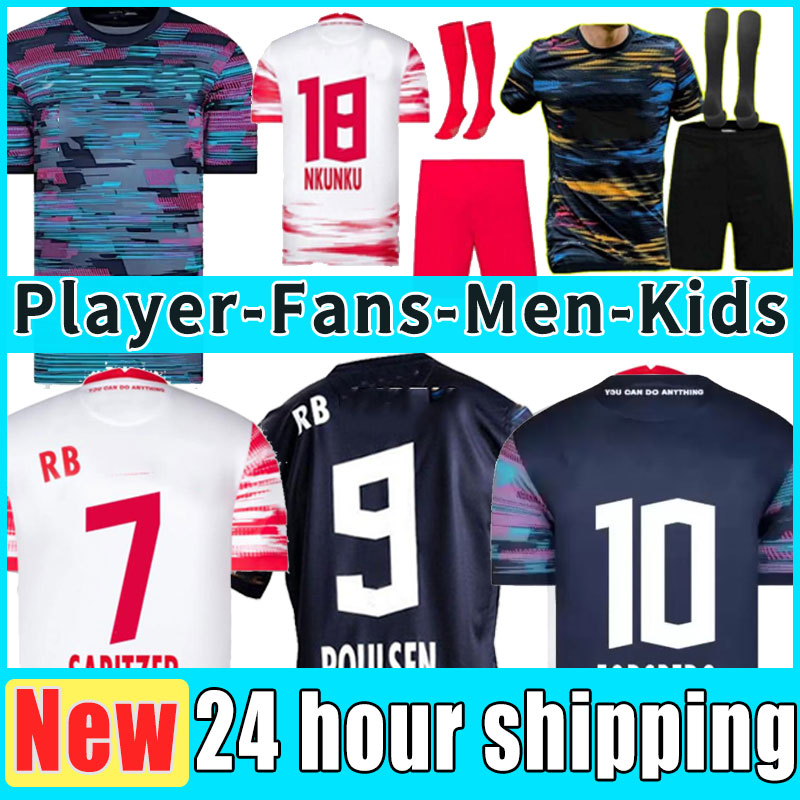 

Fans player version 2021 2022 Leipziges Soccer Jersey SZOBOSZLAI HEE-CHAN 21/22 RBL football jerseys KONATE SABITZER KLUIVERT POULSEN HALSTENBERG Men+Kids kits sock, Home+patch