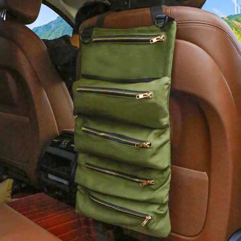 

Car Organizer Roll Tool Multi-Purpose Zipper Carrier Tote Up Bag Wrench Pouch Hanging Back Seat