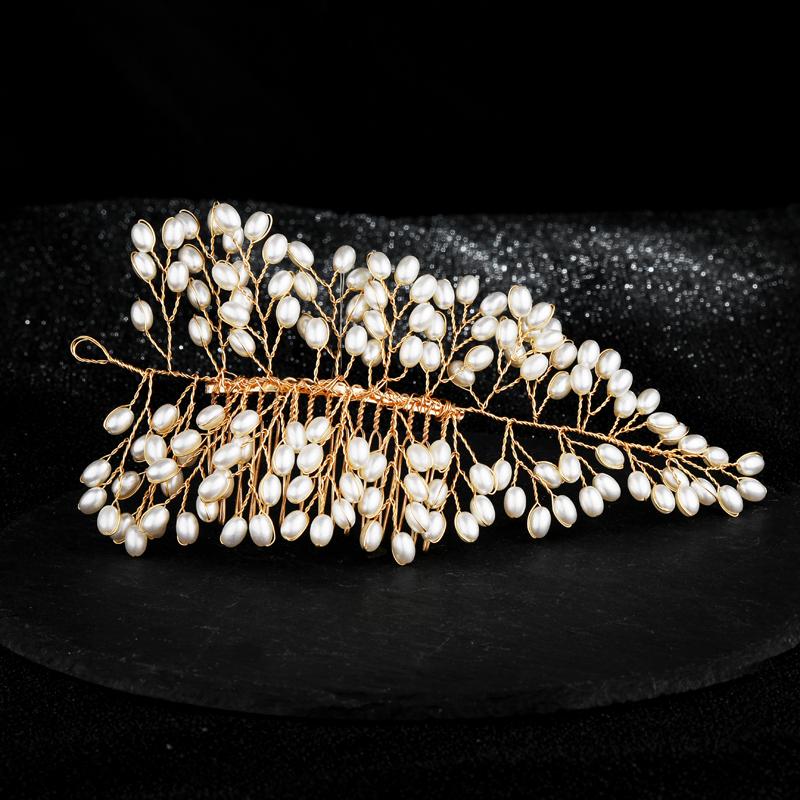 

Hair Clips & Barrettes Gold Handmade Pearl Headbands Bridal Vintage Jewelry Accessories Ornaments Wedding Tiaras And Crowns For Bride, Golden;silver