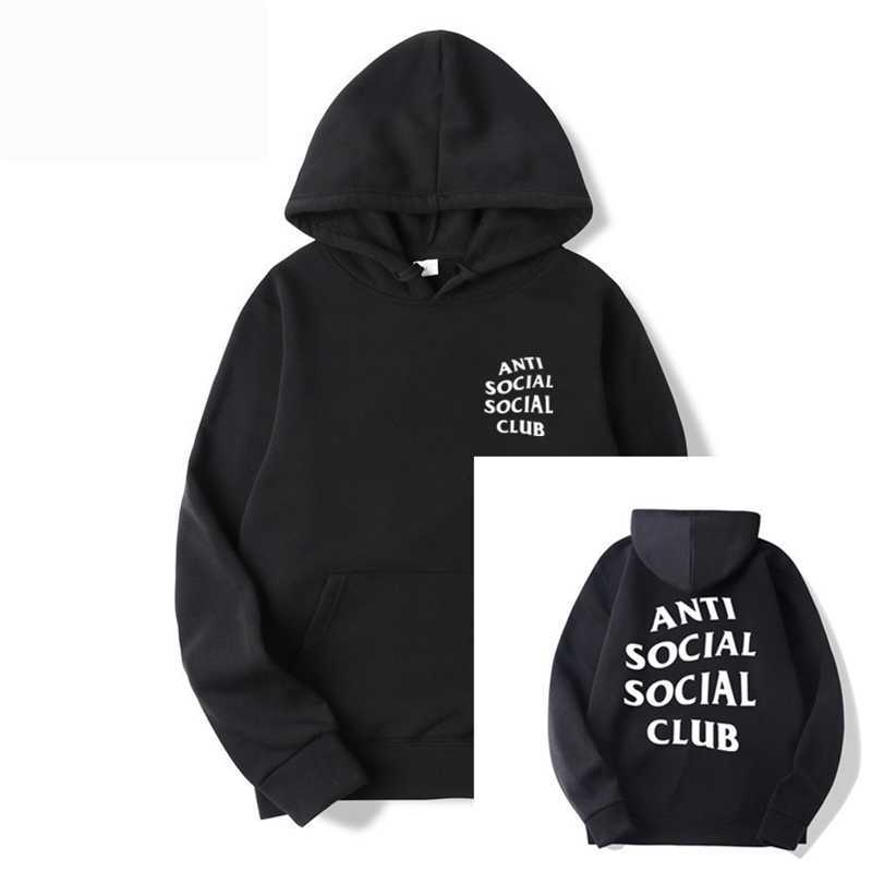 

autumn winter 2019 men's and women's anti letter hooded pullover hoodie printed casual fashion sports, Black