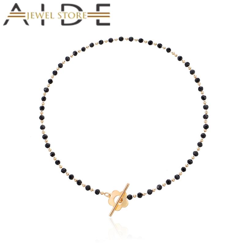 

Chains Aide Minimalist Bohemia Black Bead Chain Necklace Choker Clavicle Necklaces Femme Jewelry For Girls Unisex Engagement Gift, Silver