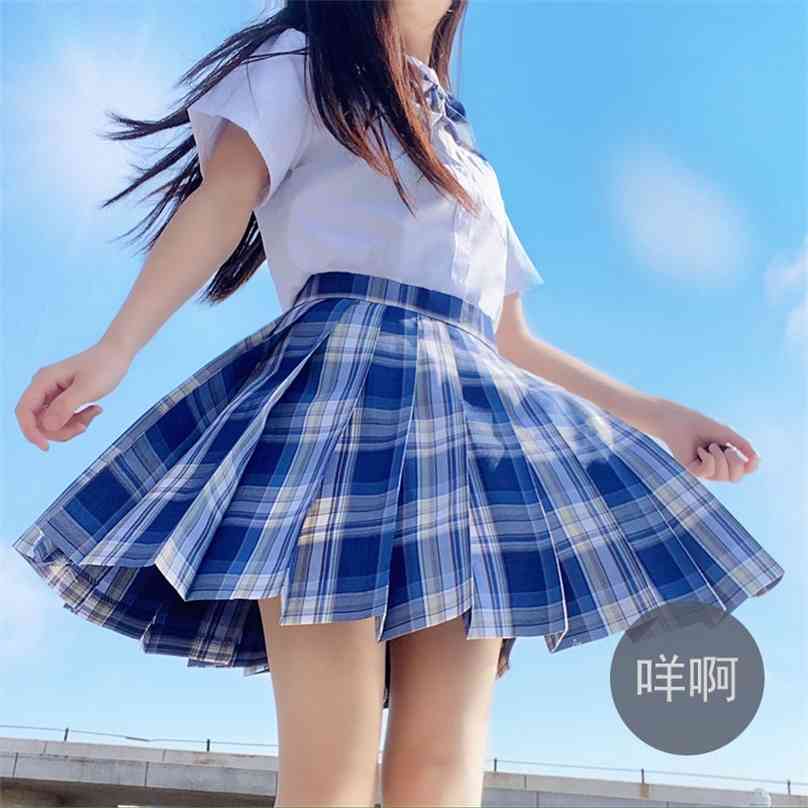 

Fashion Preppy Style Girl Plaid JK Pleated Skirt Shirt Bow Tie Suit 210629, Gray