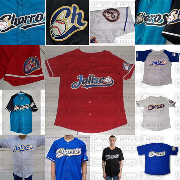 

Charros De Jalisco Baseball Jersey Men's youth women Black Blue white 100% Stitched Blank JerseyS