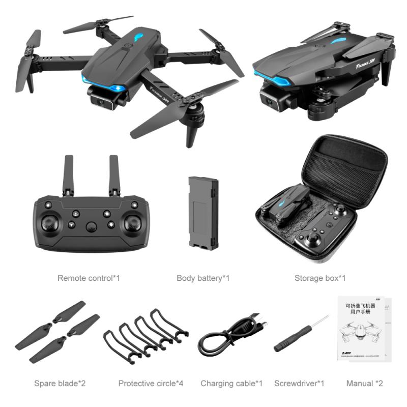 

2021 New S89 pro 4k HD Dual Camera 1080P WiFi Drone Visual Positioning Dron Height Preservation Rc Quadcopter Drone, Black