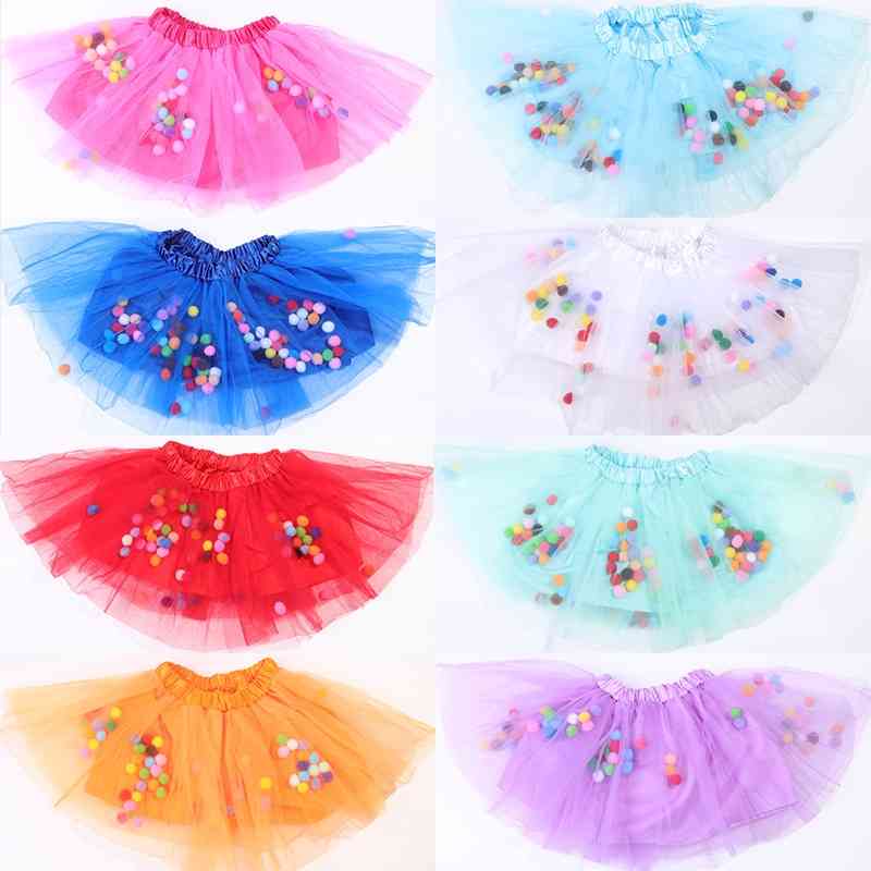 

2020 new fashion dress show princess net pure Tutu Skirt children's color fur ball skirt, White