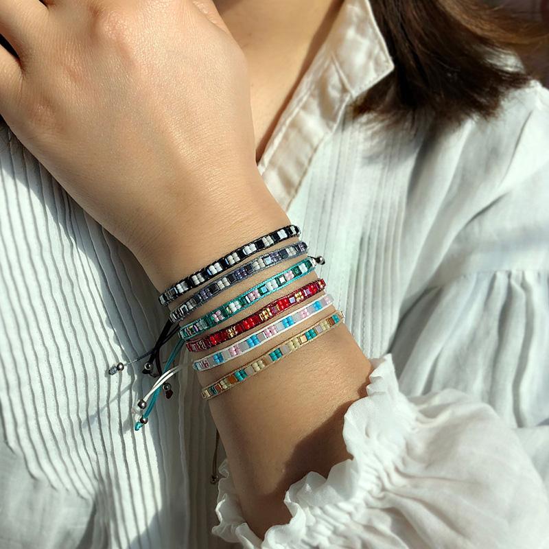 

Beaded, Strands Boho Miyuki Handmade Bracelets For Women Summer Fashion Adjustable Multi Color Bohemian Bracelet Female Jewelry Friendship G