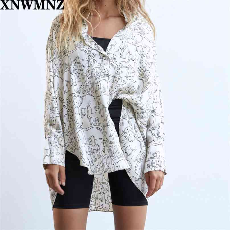 

women printed oversized shirt collared with long cuffed sleeves asymmetric hem and a button-up front 210520, Multi
