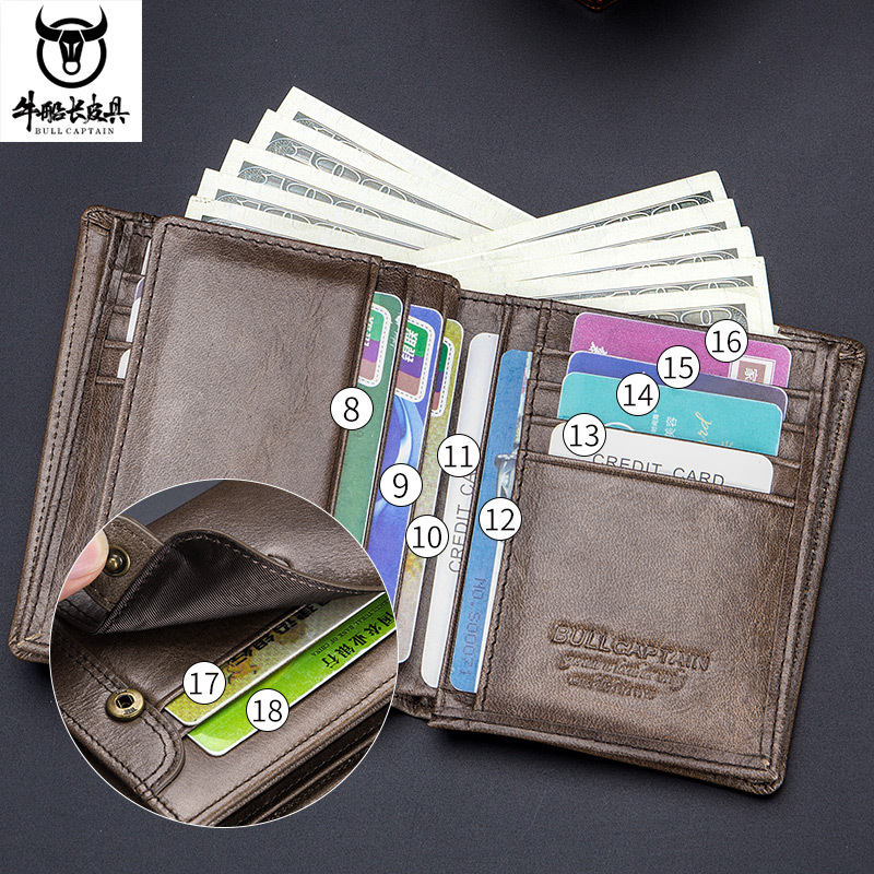 

Men's Wallets Purses Anti Theft Wallet Card Holder ID Package Short Vertical Vintage Genuine Leather Wallets Men Money Bag, Yellow brown