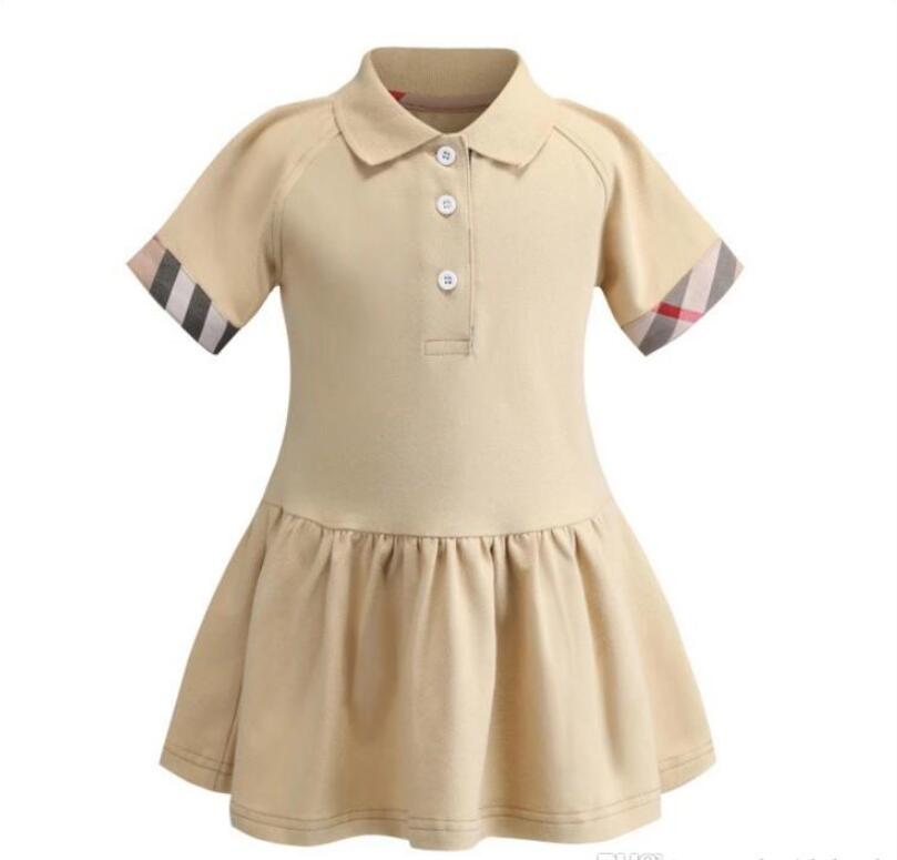 

2021 New Summer Girls Polo Shirt Short Sleeve Dress Cute Girl Princess Dresses Kids Cotton Dress 90-130cm Spring Caps For Boys, Red;yellow