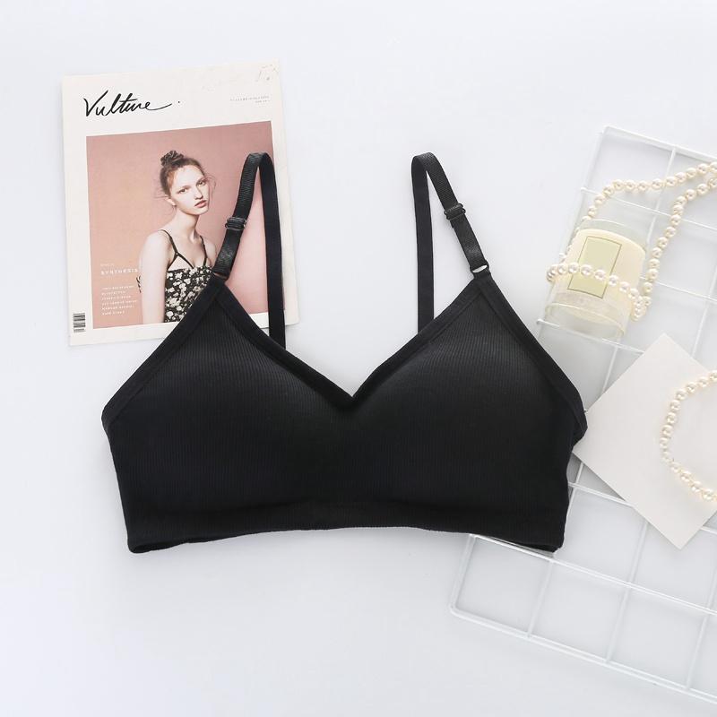 

Camisoles & Tanks Women Cotton Stretch Underwear Gathered Tube Top Knitted Thread Solid Color Bra Sport Wear Sexy Wrapped Chest