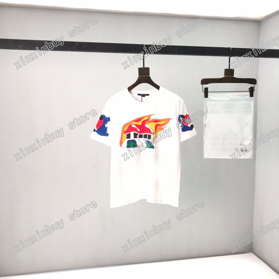 

2021 Designers Cartoon house printing Mens Womens T Shirts marine life fireman machine cat Man Paris T-shirt Tees Street Short Sleeve luxurys Tshirts white black red